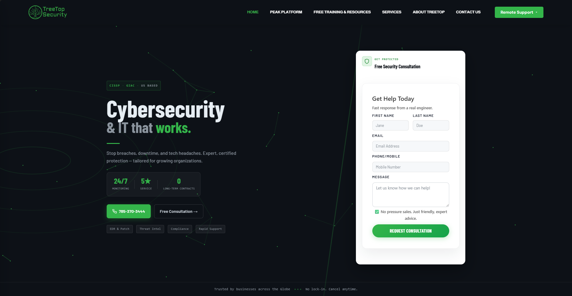 Client website screenshot